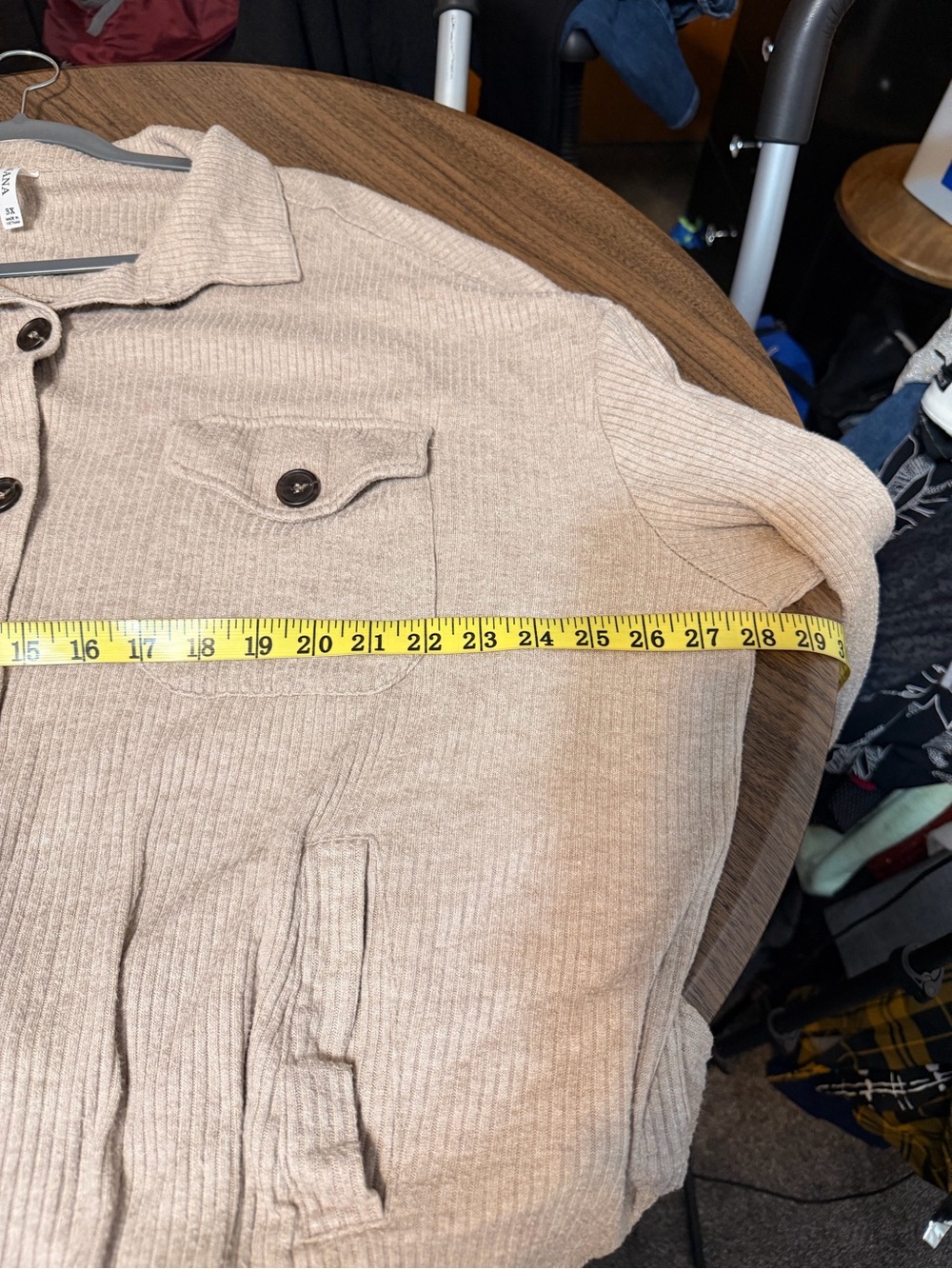 Zenana Outfitters Taupe Ribbed Button-Front Utility Shacket - Picture 5 of 5